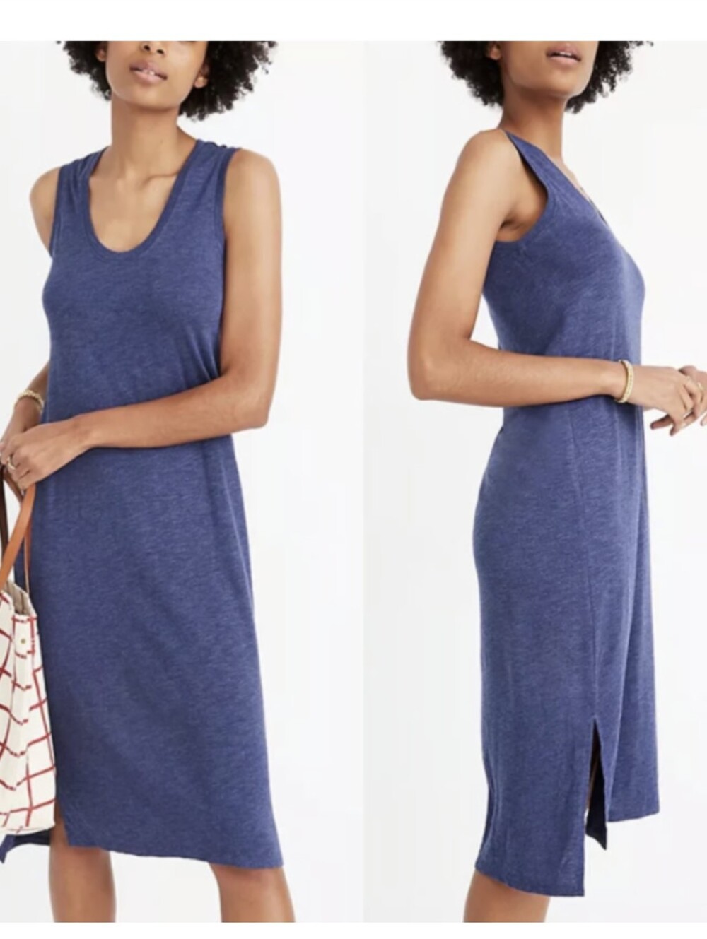 NWT Madewell Women's Midi Tank Dress in Heather Blue